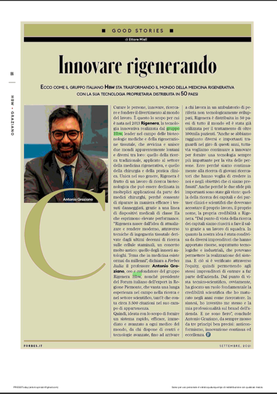 Innovating by regenerating- the HBW on September issue of Forbes